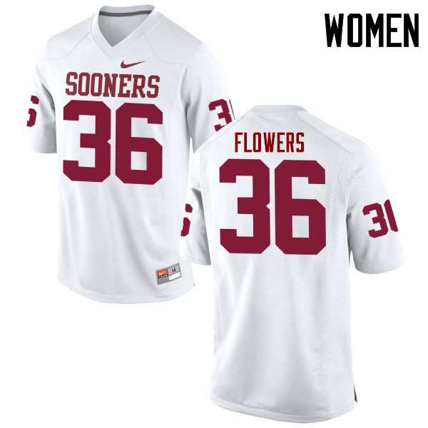 Women Oklahoma Sooners #36 Dimitri Flowers College Football Jerseys Game-White - Click Image to Close